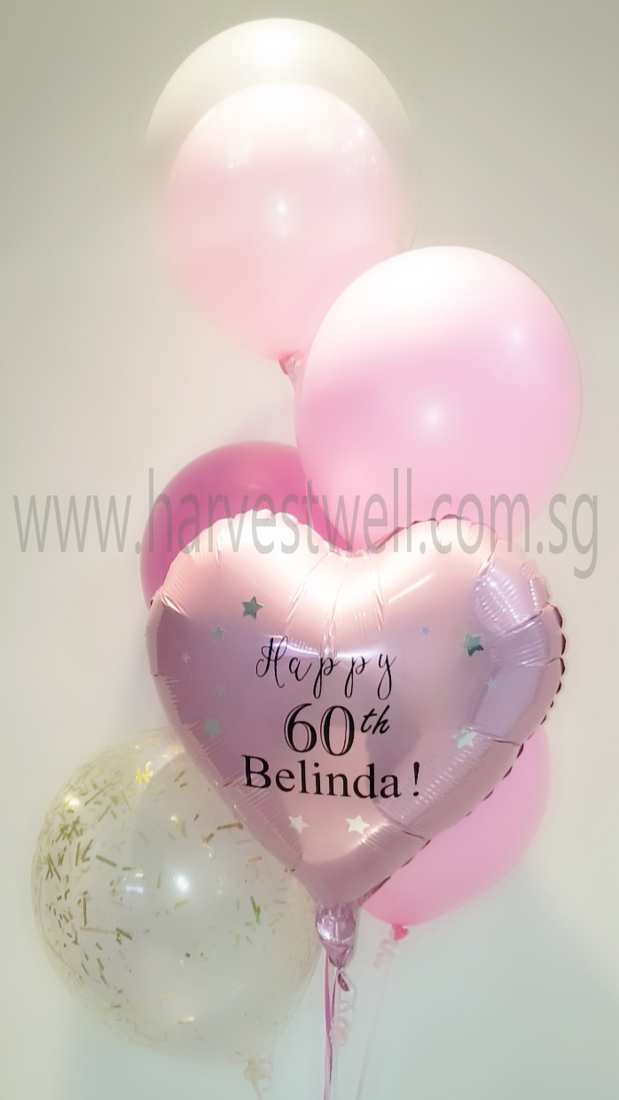 Customize Pink Birthday Balloon Bouquet